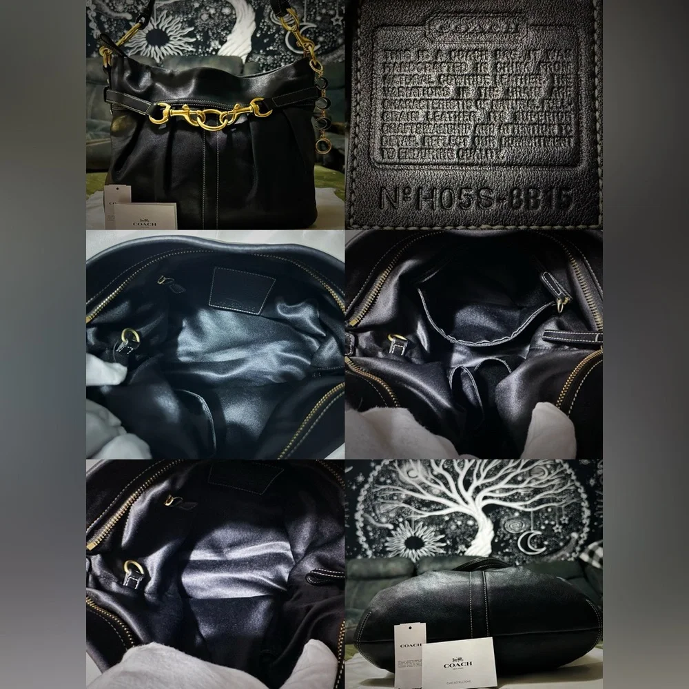 Vintage Y2K Coach soho Black Leather Shoulder Bag with Gold Hardware 2005years - Picture 12 of 17